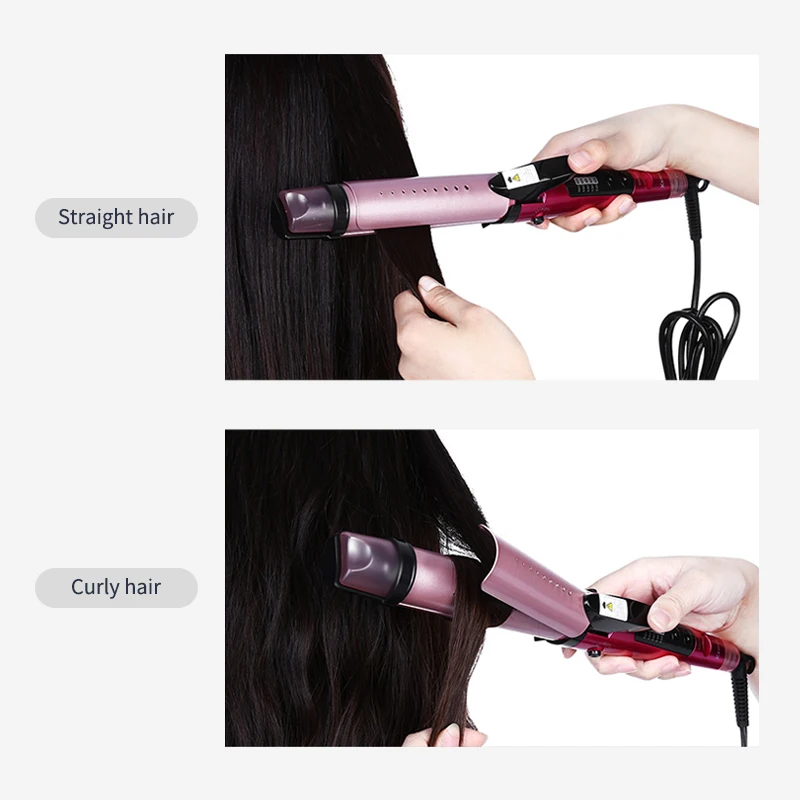 Professional Hair Curler 2 In 1 Hair Straightener& Curling Iron Steam Negative Ion Hair Care Women Hair Styling Tools 40D