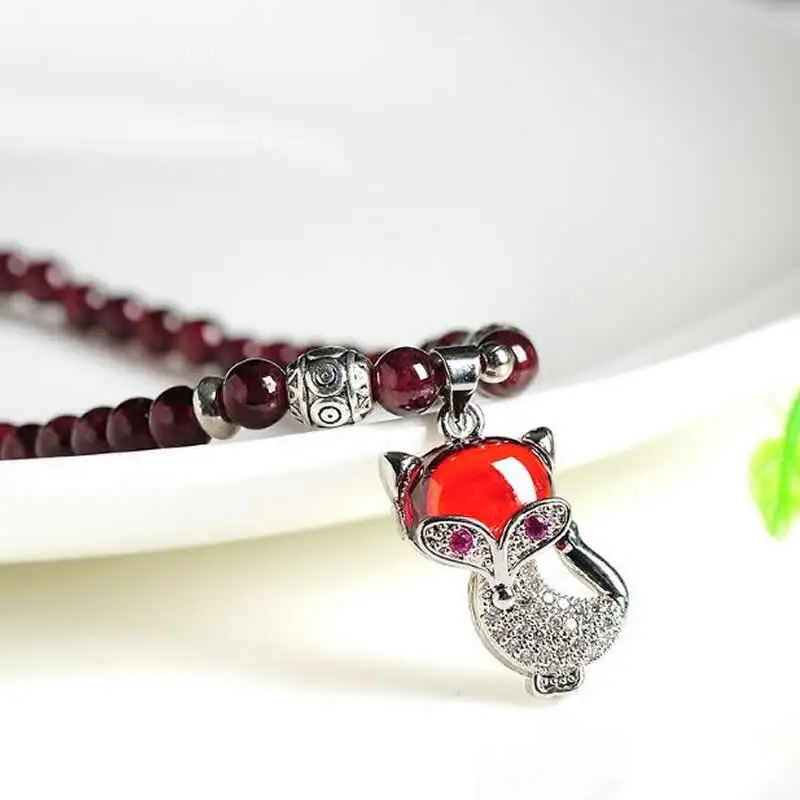 Ожерелье из серебра 925 пробы с натуральным гранатом 5 мм|bead necklace|necklace necklacefox necklace |
