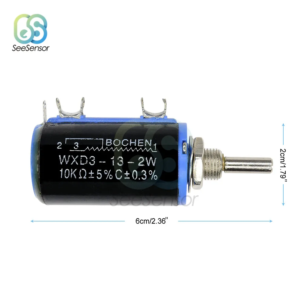 WXD3-13-2W 10K Ом WXD3-13 2 Вт Поворотный боковой многоповоротный многорежильный проволочный линейный потенциометр Diy Kit черный
