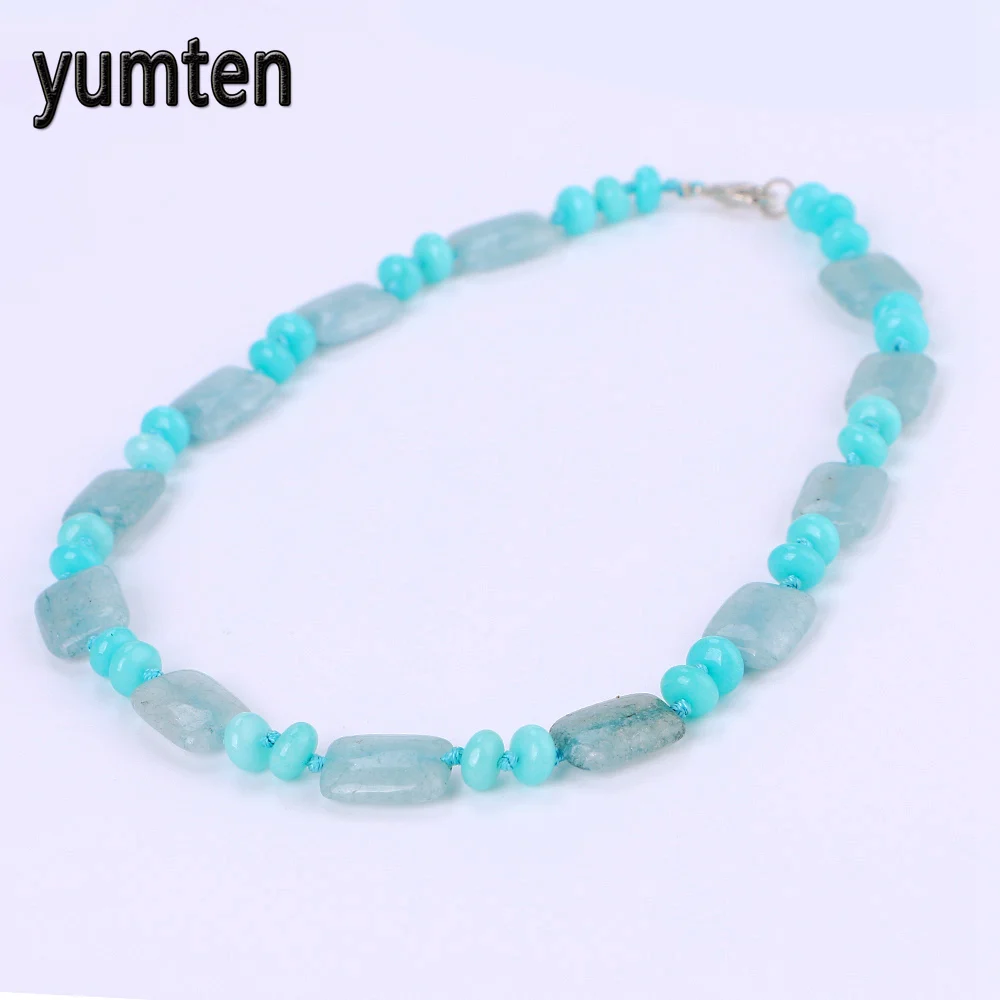 

Yumten Aquamarine Necklace Power Square Natural Stone Crystal Women Jewelry Gift Bisuteria Bikini Bijoux Alicate Wholesale 5 PCS
