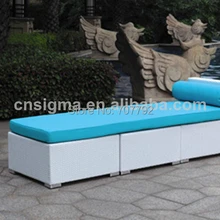 Горячая белый открытый сад ротанговый шезлонг кровать с Синяя подушка