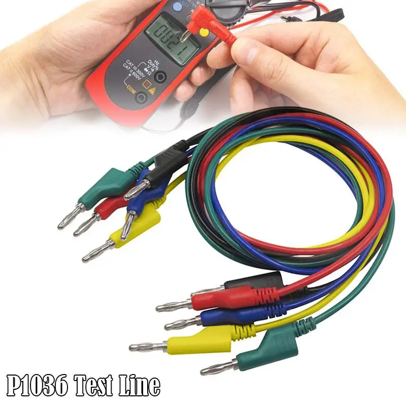 

P1036 5PCS/Set 1M 4mm Banana To Banana Plug Test Cable Lead 5 Color Multimeter Test Probe Multimeter Accessories J3