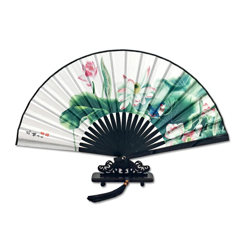 

chinese style hand held folding fan dance wedding party high quality lace silk fan home decoration crafts 9
