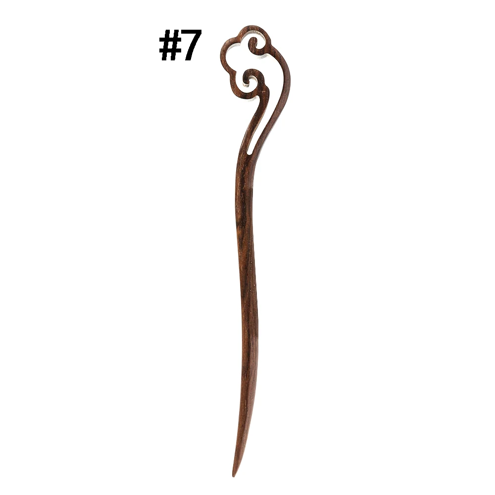Модная ручная палочка для волос деревянная резная шпилька аксессуары для волос женские стильные Инструменты для укладки волос в стиле ретро - Цвет: 7