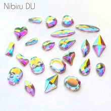 20 шт./упак. ногтей Стразы персонализированные плоские фигуры Стекло AB цветные камни для 3D художественное оформление ногтей