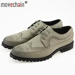 Movechain модные Для Мужчин's Кожаные модельные туфли офисные туфли на шнуровке Для мужчин s Повседневное вечерние вождения оксфорды человек