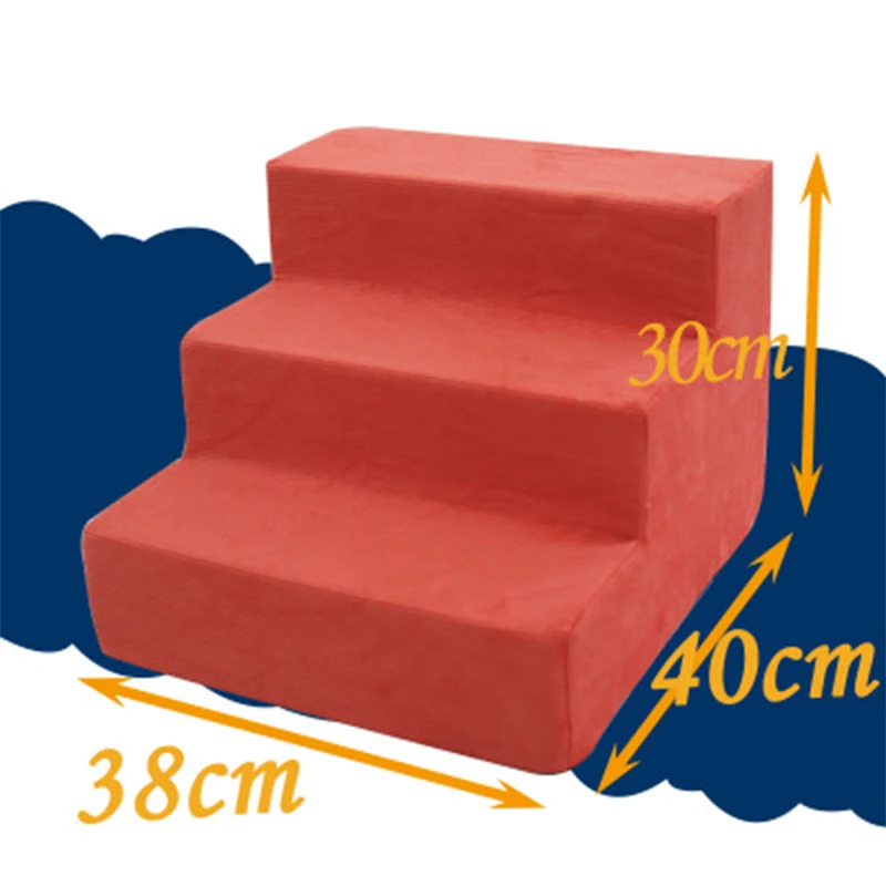 3 шага собака Лестницы ПЭТ подъемная лестница кровать анти-скольжения Водонепроницаемый кошка лестница дышащая подушка коврик для собак Щенок Кот дропшиппинг - Цвет: orange red