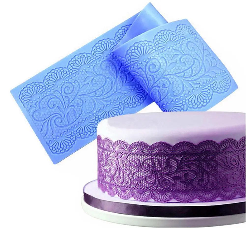 

40cm Flower Pattern Lace Silicone Mold Banner For Fondant Cakes Decor Cooking Cake Moulds