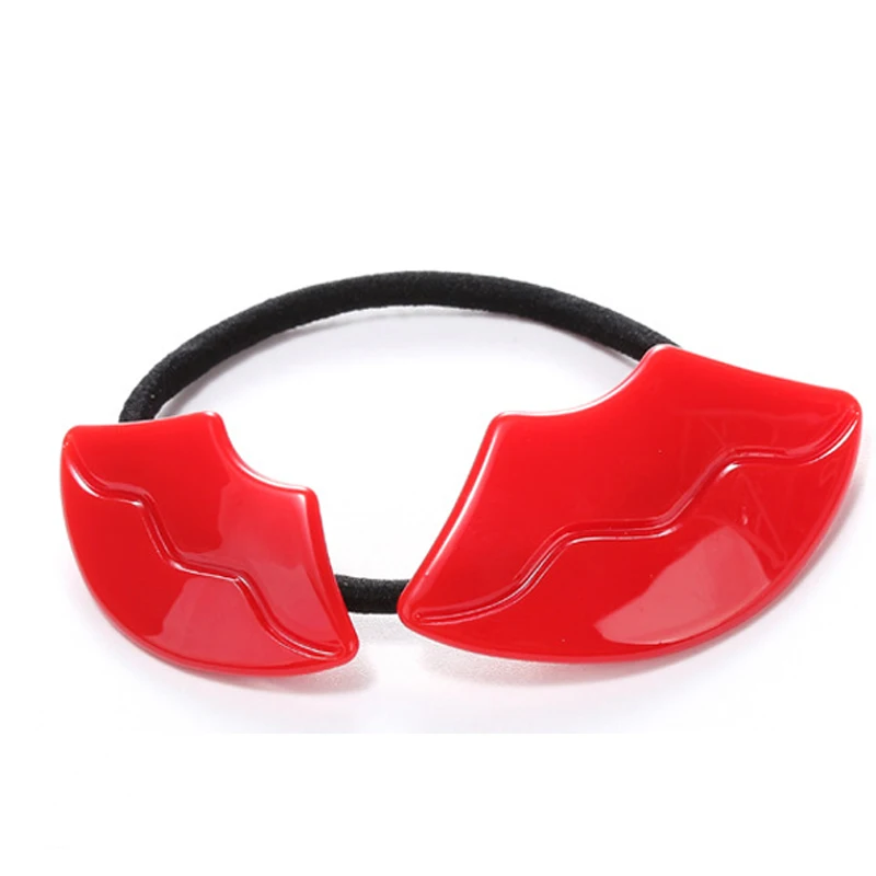 New Acetate Elastic Hair Rope Sexy Double Lips Hair Tie For Women