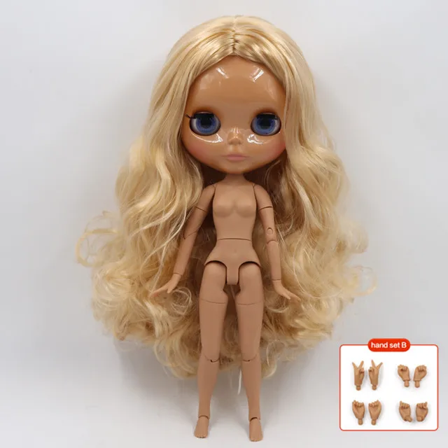 with hand B Ледяная фабрика blyth Кукла № BL340 30 см Индивидуальная голая кукла с матовым лицом темная кожа шарнир тело для 1/6 BJD обувь для кукол - Цвет: with hand B