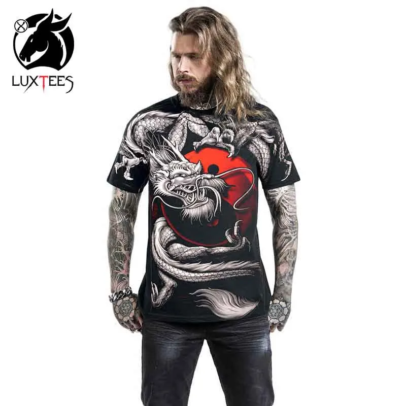 Cool Dragon T Shirt Men Chinese Style Kung Fu Shirts Summer Tees Tops ...