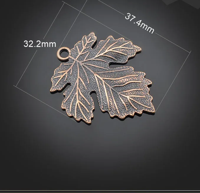 

High Quality 3 Pieces/Lot 32mm*37mm Antique Copper Plated Big Maple Leaf Charms Pendants For Jewelry Making