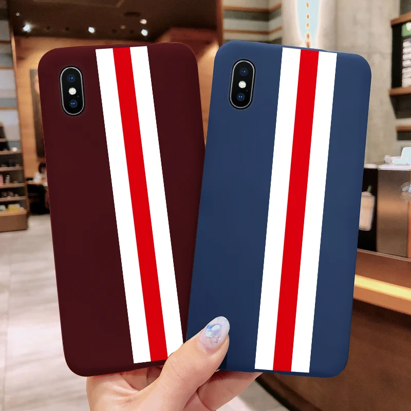 

Silicone For TPU iPhone X XS Max XR Stripe Case For iphone 6 6 S 7 8 Plus Coque Soft Matte Colorful Cover For iPhone XS Max Case