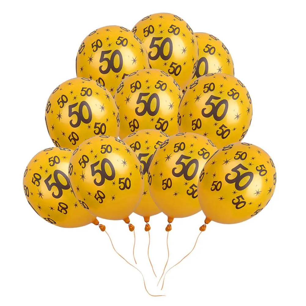 

10PCS Print Number Balloons for Birthday Party Decoration Wedding Anniversary Scene Layout 12-Inch Latex Balloon