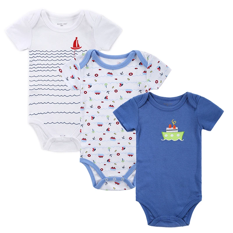 Mother Nest 3 Pieceslot Fantasia Baby Bodysuit Infant Jumpsuit  Overall Short Sleeve Body Suit Baby Clothing Set Summer Cotton (1)