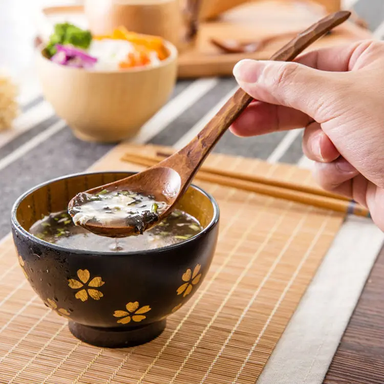 Set of 2 Large Wood Spoons Creative Tortoise-shell Wooden Porridge Soup Cereal Spoons Catering Ladles Wood Utensil Kitchen Accessories (6)