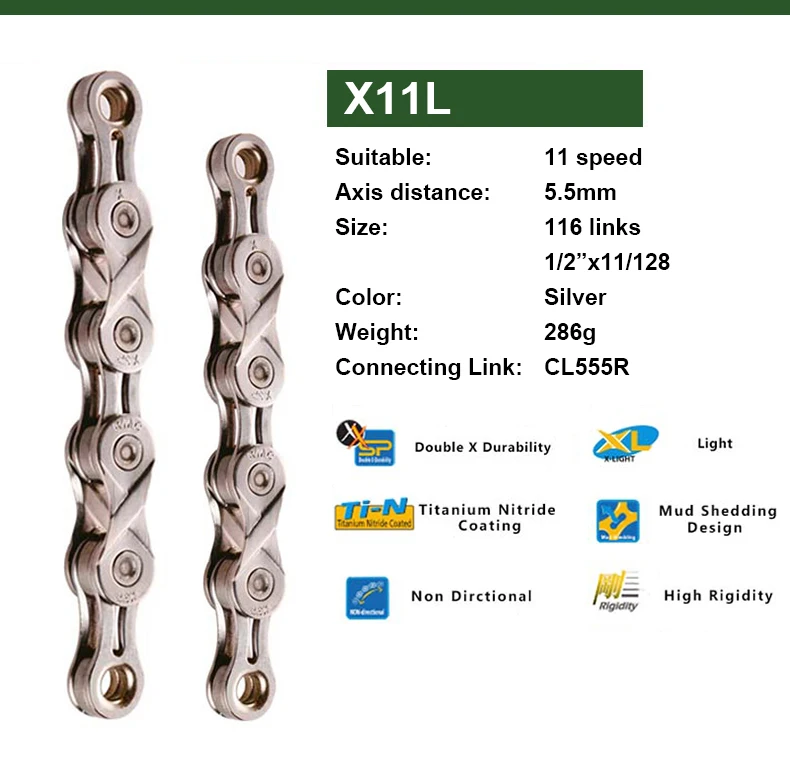 Excellent KMC Chain 116 Links 9/10/11 Speed Bike Chain With Missing Connect Link Silvery Golden Light MTB Road Racing Bicycle Chain 21