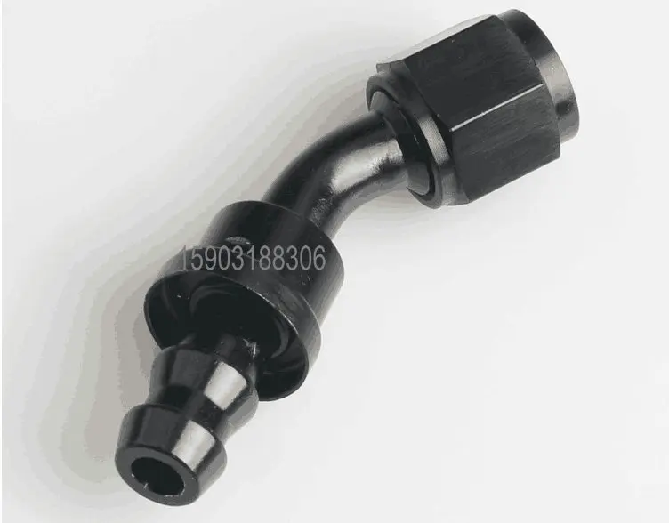 An4an12 45 Degree Oil Fuel Pushon Aluminum Hose End Fittings Black