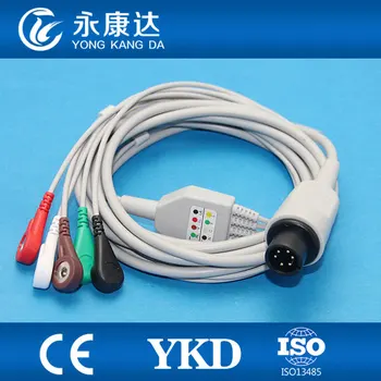 

50pcs Generic AAMI 5 Leads Patient Monitor ECG Cable with AHA/Snap 6Pins Plug