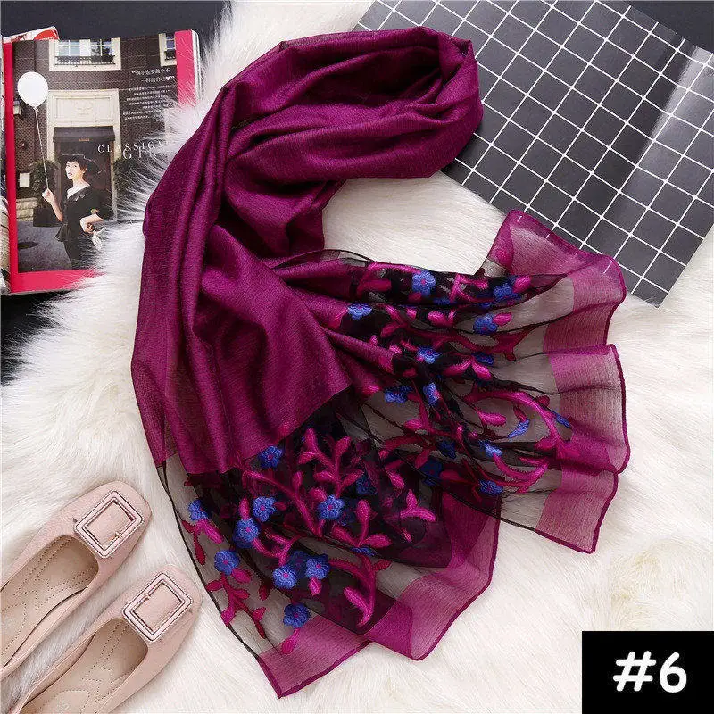 High Quality Luxury lace flower shawls Embroidery scarf-women cotton pashmina bandana muslim echarpe wraps muffler 10pcs |
