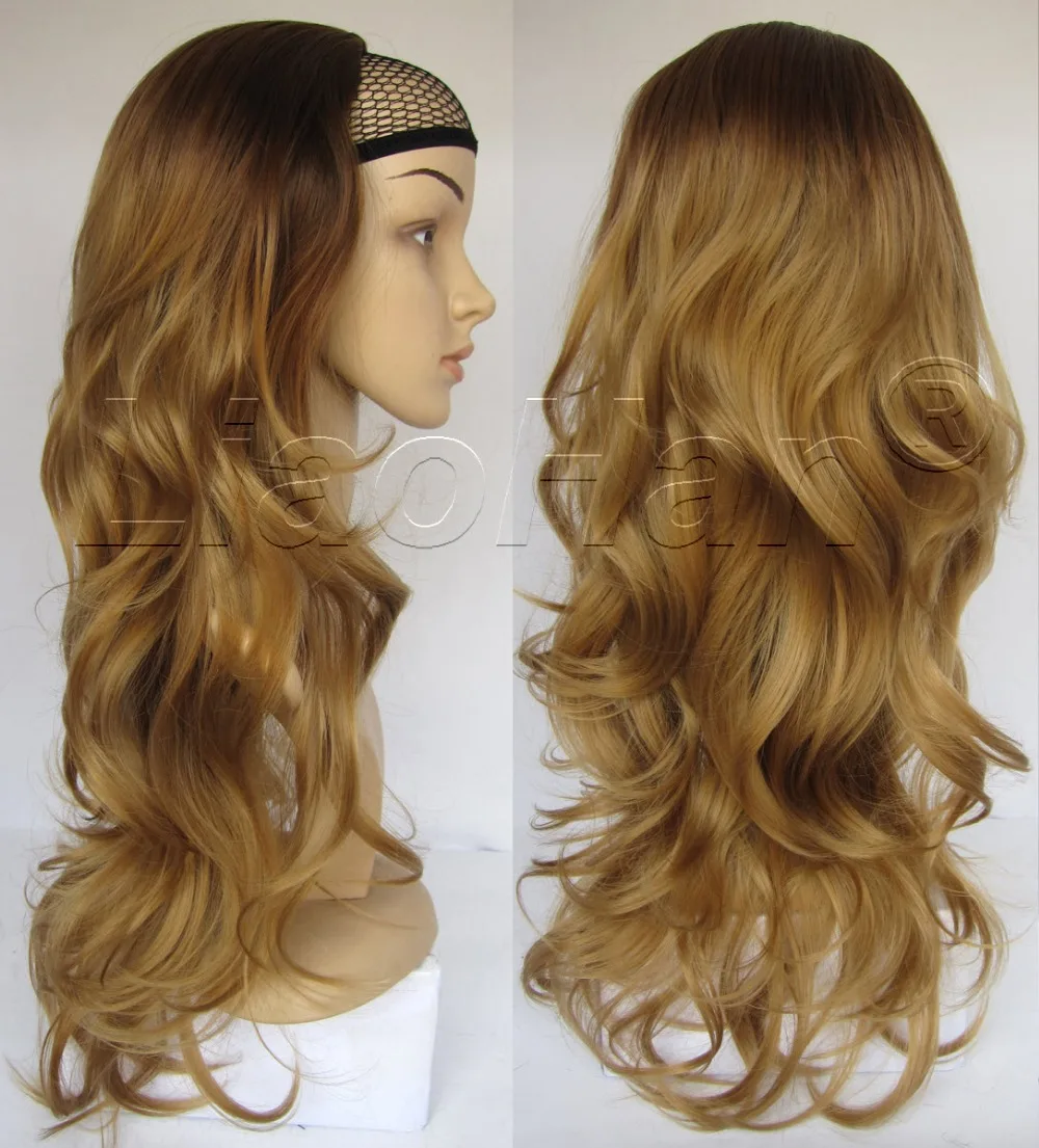 dip-dye-ombre-wig-long-wavy-3-4-half-wig-two-tone-gradient-two-colored