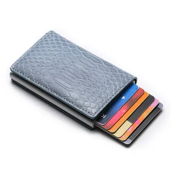 

BISI GORO Rfid Blocking ID Credit Card Holders PU leather Rfid Men Wallets Money Bag Smart Mini Magic Card Wallet Male Women
