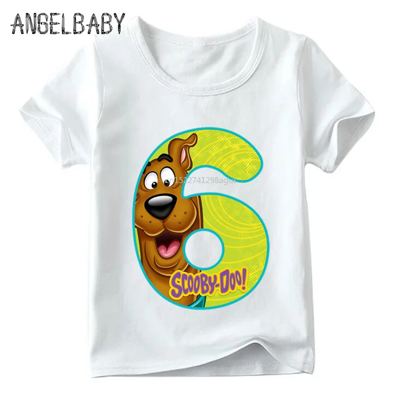 Boys and Girls Cartoon Scooby Doo Number 1~9th Print T shirt Baby Funny Cute T-shirt,Kids Birthday Present Clothes,ooo2427