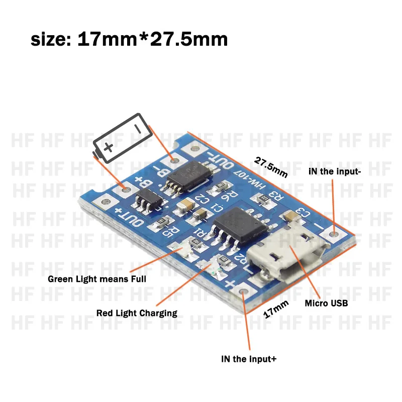Модуль зарядного устройства для литиевой батареи DC 5 в 1 а Micro USB 18650 с защитным