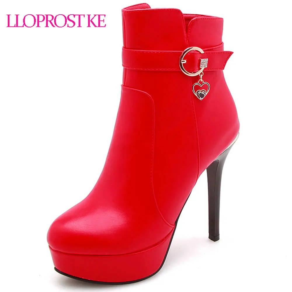 

Lloprost ke New Black Red High Heel Ankle Boots Brand Women Shoes Thin Heel Side Zipper Party Shoes Woman Female Footwear D306