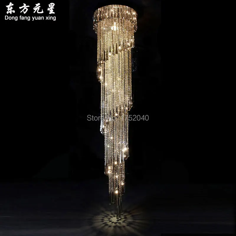 

crystal chandelier led light lamp lustres lighting new style duplex house hanging lamp staircase rotating long lamp
