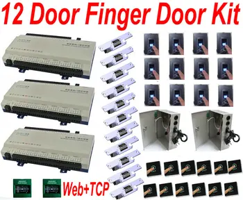 

12 Door Full Kut of Web IP Access Controller System+12 Fingerprint Biometric access readers+12 strike lock+ups power+one softwa