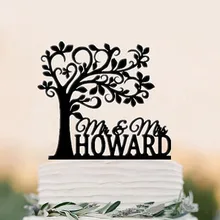 Персонализированные Свадебный торт Топпер Mr Mrs дерево торт Топпер заказной торт акриловое украшение торт Топпер