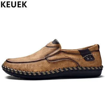 

Large size Men shoes Handmade Breathable Leather Casual shoes Male Loafers Slip-On Flats soft Comfortable Driving shoes 061