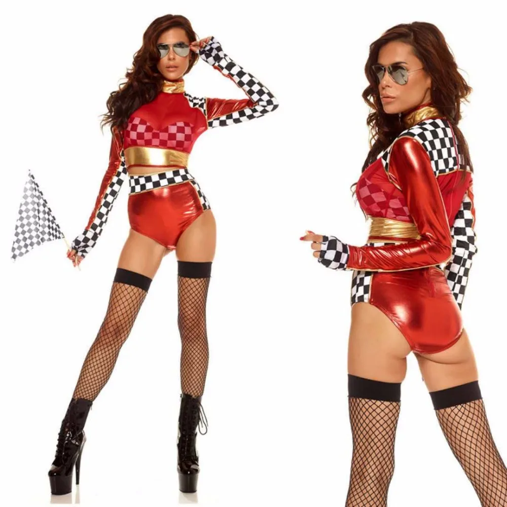 Miss Racer Racing спортивный костюм водителя супер автомобиль сетки девушка нарядное платье наряд сексуальный костюм клуб ds черный/красный