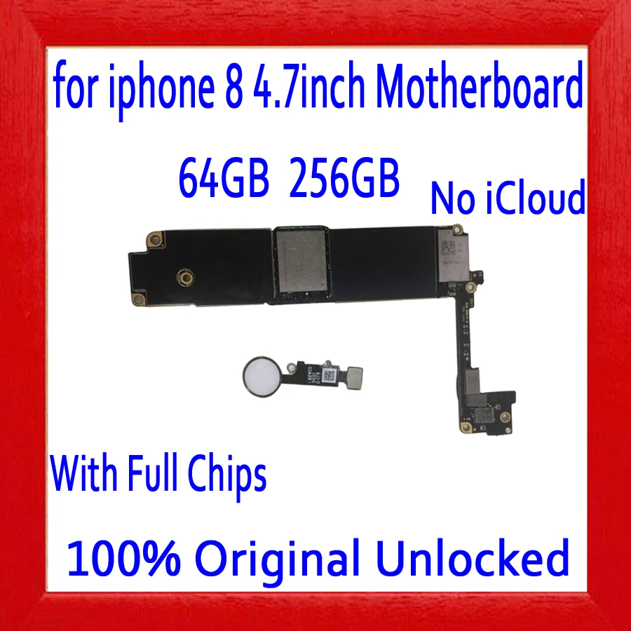 

64GB 256GB Free iCloud for iphone 8 4.7inch Motherboard with Touch ID,Original unlocked for iphone 8 Mainboard,Free iCloud