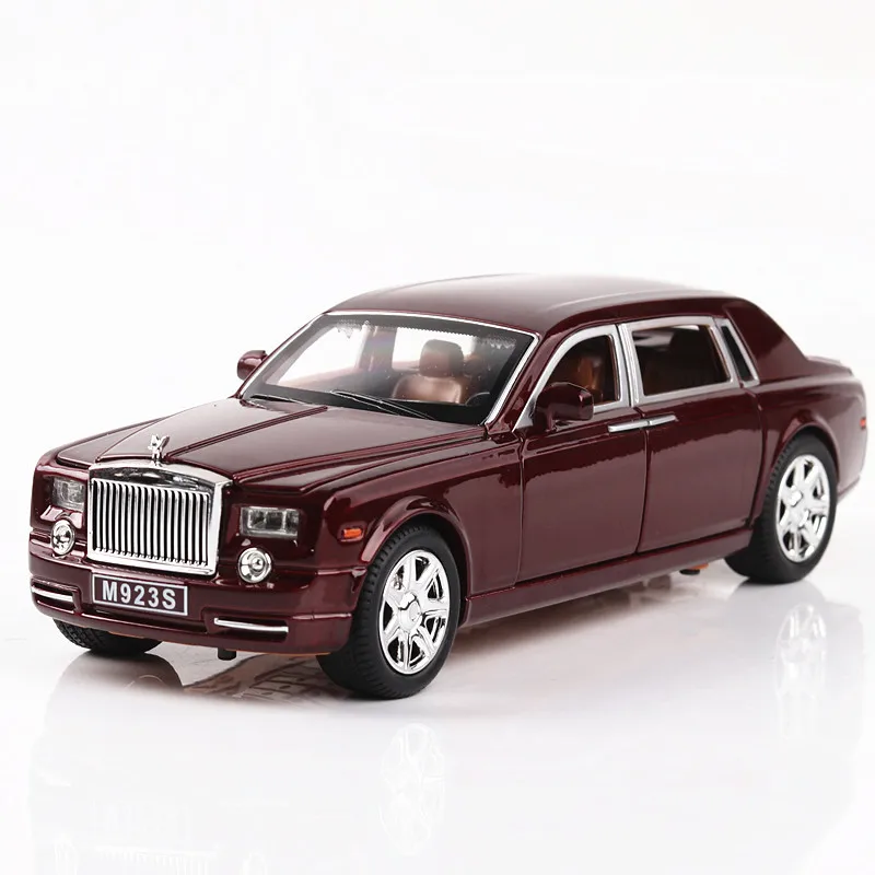 1:24 литая под давлением модель автомобиля из сплава Rolls Royce Phantom Металлический Игрушечный Автомобиль колеса симулятор звуковой светильник вытяжной автомобиль коллекция детский подарок - Цвет: Red(With Box)