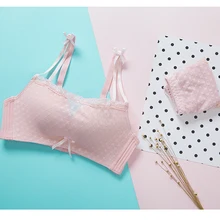 Стильный Прекрасный Тип светлый цвет белья с миниатюрными милые Bowknots молодых девушек пикантные беспроводной комплект с бюстгальтером с кружевом