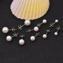 Чайка, 50 шт в наборе, 3/4/5/6/7/8 мм с модным металлическим Нержавеющая сталь искусственный жемчуг серьги-гвоздики, серьги для Для женщин ювелирные изделия 3 цвета