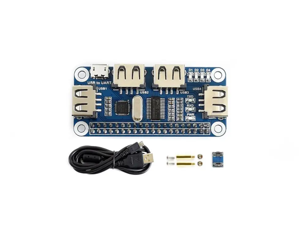 4-портовый USB-концентратор Waveshare для RPi Zero / W/B + /2B /3B USB UART последовательной отладки
