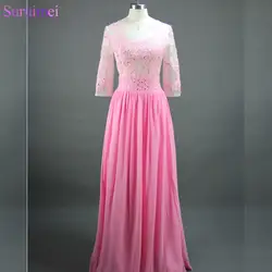 Модные Кружево аппликацией розового цвета See Through Вечерние платья открытые назад сексуальное вечернее платье Выпускные платья