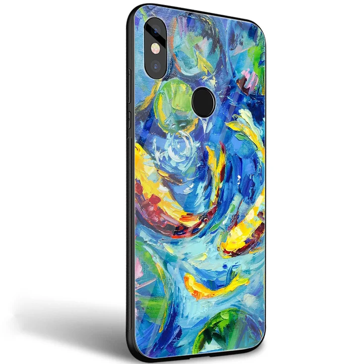 Gerleek Стекло ТПУ живопись рыбной ловли чехол для Xiaomi mi 8 Lite 9 A1 A2 красный Примечание 5