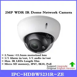 Dahua IPC-HDBW5231R-ZE H.265 2MP WDR ИК купольная сетевая Камера 1080 P 2,7 мм ~ 13,5 мм моторизованный Объектив Заменить IPC-HDBW5231R-Z IP Камера