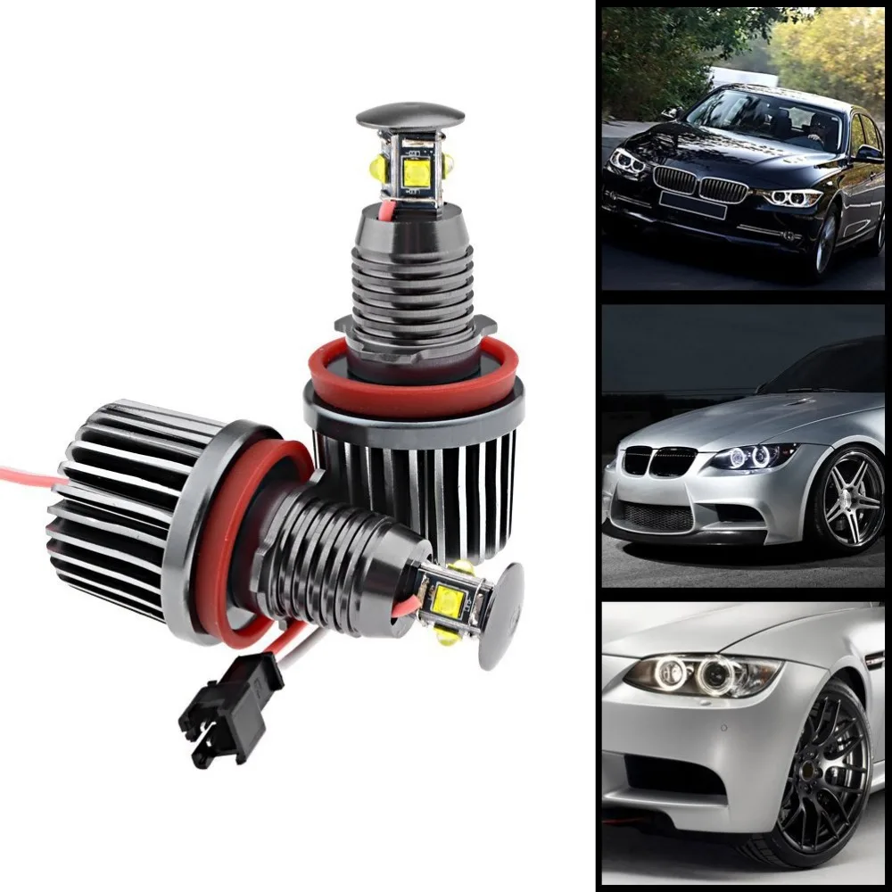 

Free Shipping 2Pcs Canbus 40W H8 White HID Xenon 6000k Angel Eyes Halo Ring LED Light for bmw E90 E92 E93 X5