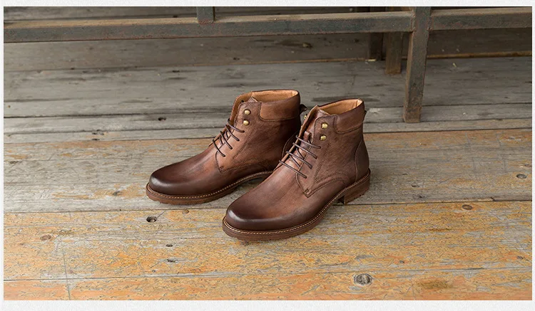 MYCOLEN из натуральной кожи Мужские ботинки осень Зимние ботильоны модная обувь Теплые сапоги на шнурках Для мужчин Высококачественные