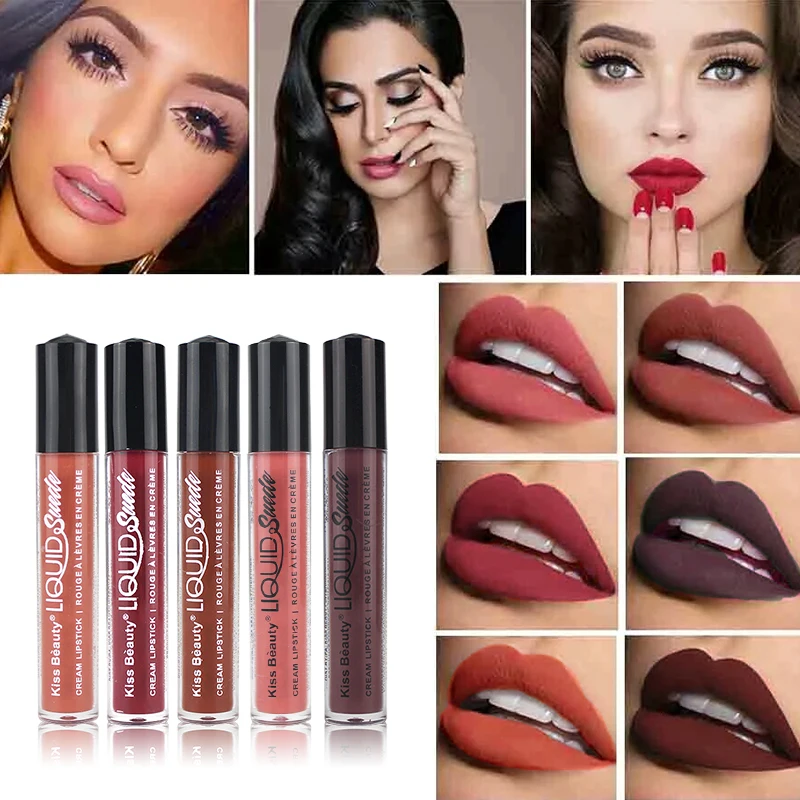 Kiss Beauty Lipstick Matte Cosmetic Waterproof Long Lasting Pigment