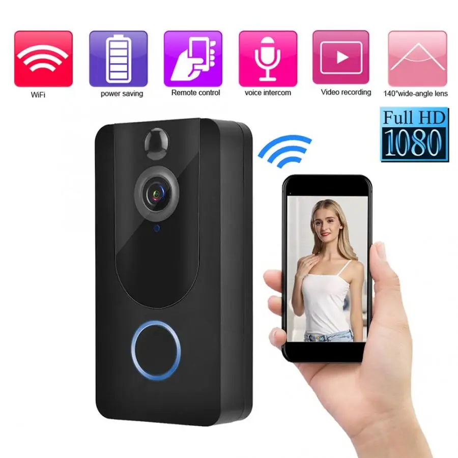 

Smart Wireless WiFi DoorBell Video Night Vision Camera Record Home Security System 2019 New