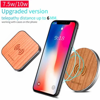 

Wood Portable Qi Wireless Charger Fast Charging Pad For Samsung S9 S7 S8 Note 8 For iPhone X XR 8 8 Plus Wood Qi for Huawei P30