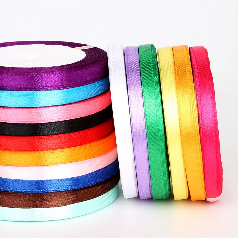 

25Yard 7MM Solid Color Silk Satin Ribbon Tape Wedding Decorative Gift Wrapping Belt Christmas Ribbon DIY Bow Crafts