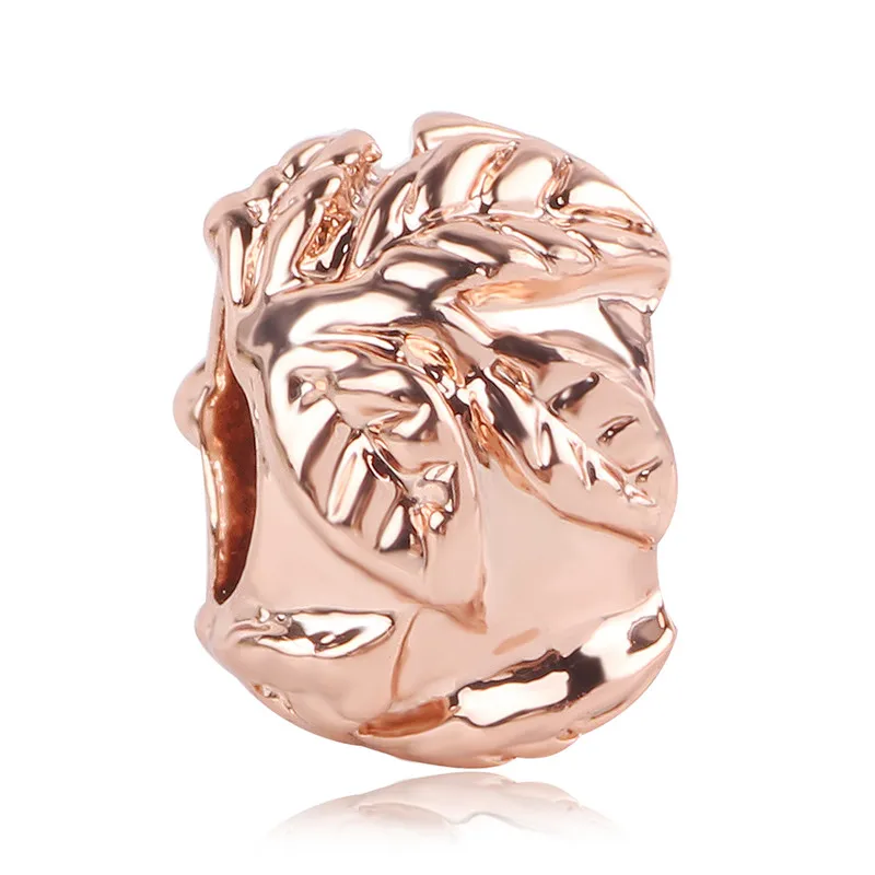 New Rose Gold Blush Pink Magnolia Bloom Bead Fit Original Pandora Charms Silver 925 Women Bracelet Jewelry DIY Making Gifts