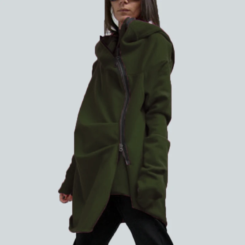 

S-5XL ZANZEA Women Fashion Casual Irregular Zipper Pockets Hooded Coat Outwear Jacket Hoodie Sweats Sweatshirt Plus Size